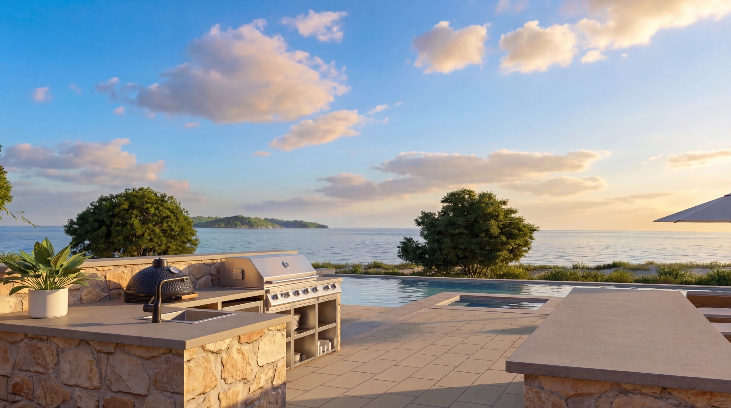 Outdoor kitchen and patio