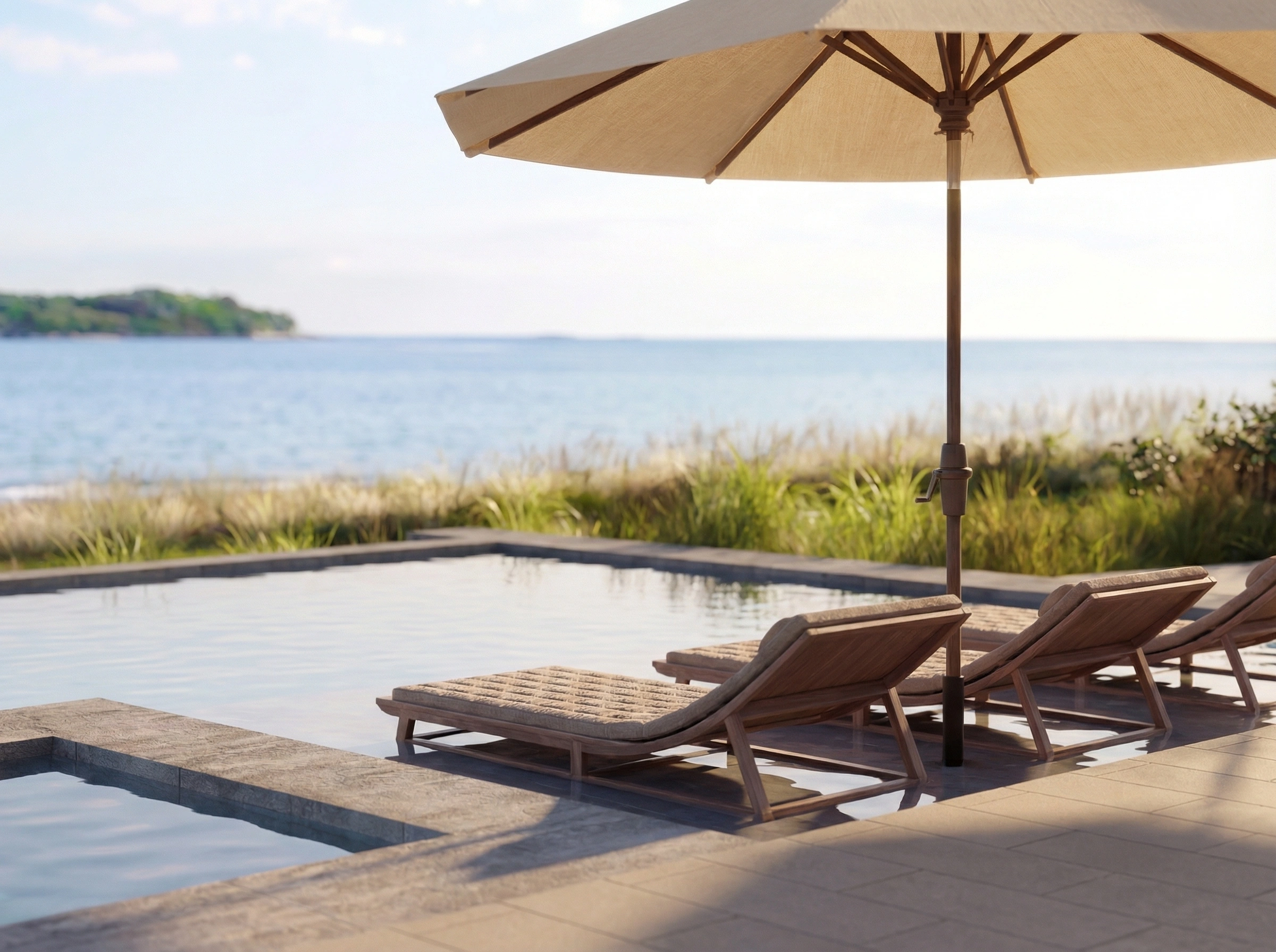 Private pool and landscaped grounds at 63 West
